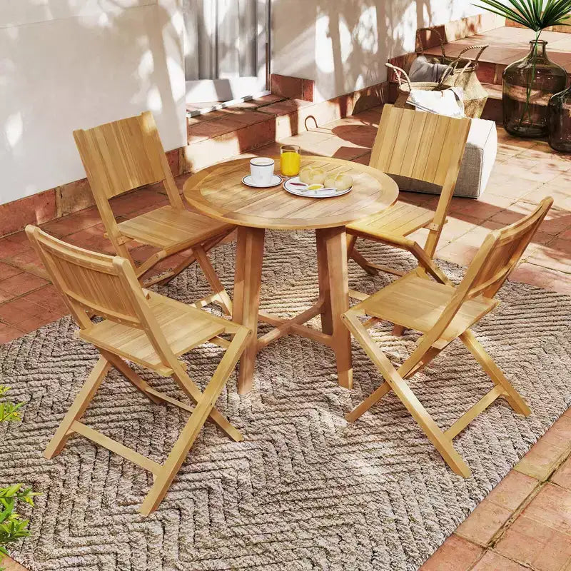 Lot de 2 ou 4 chaises de patio pliantes Costway avec dossier incliné en bois de teck, pour extérieur