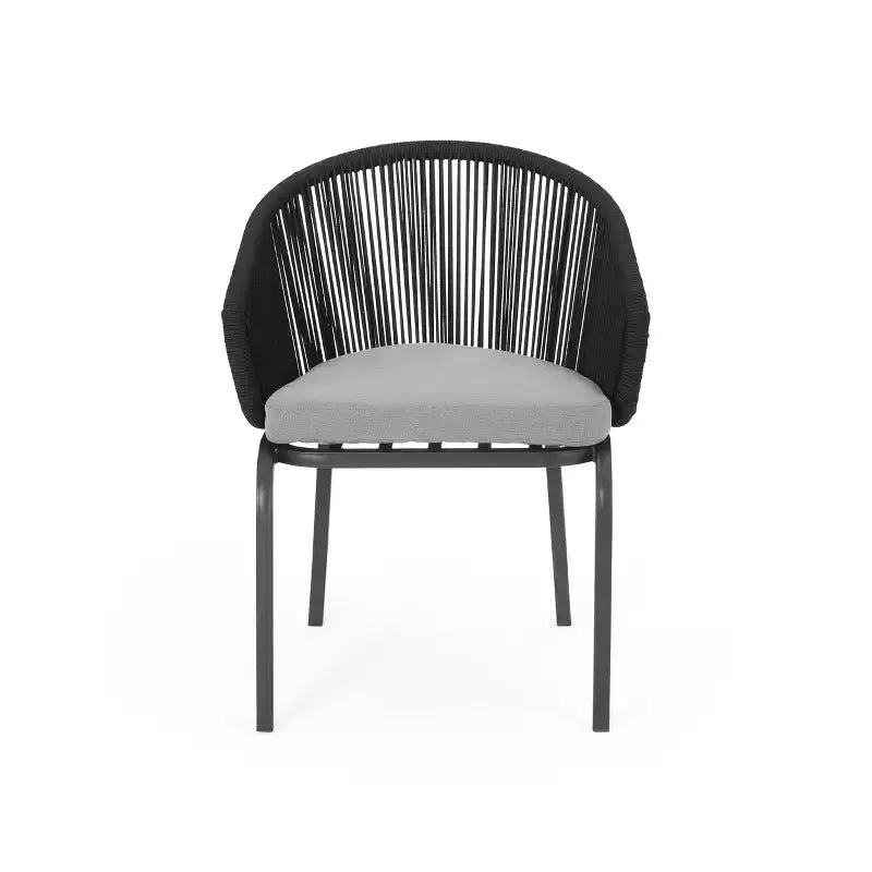 Christopher Knight Home Laguna Chaises de club d'extérieur en corde avec coussin (lot de 2), noir/gris