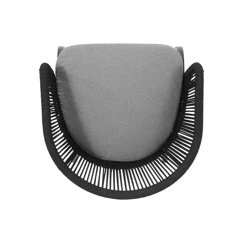 Christopher Knight Home Laguna Chaises de club d'extérieur en corde avec coussin (lot de 2), noir/gris