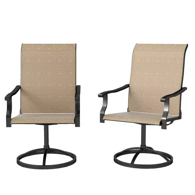 Lot de 2 chaises de patio pivotantes Outsunny, chaises de salle à manger d'extérieur à dossier haut avec tissu maillé résistant aux intempéries et cadre en métal pour jardin, véranda ou patio