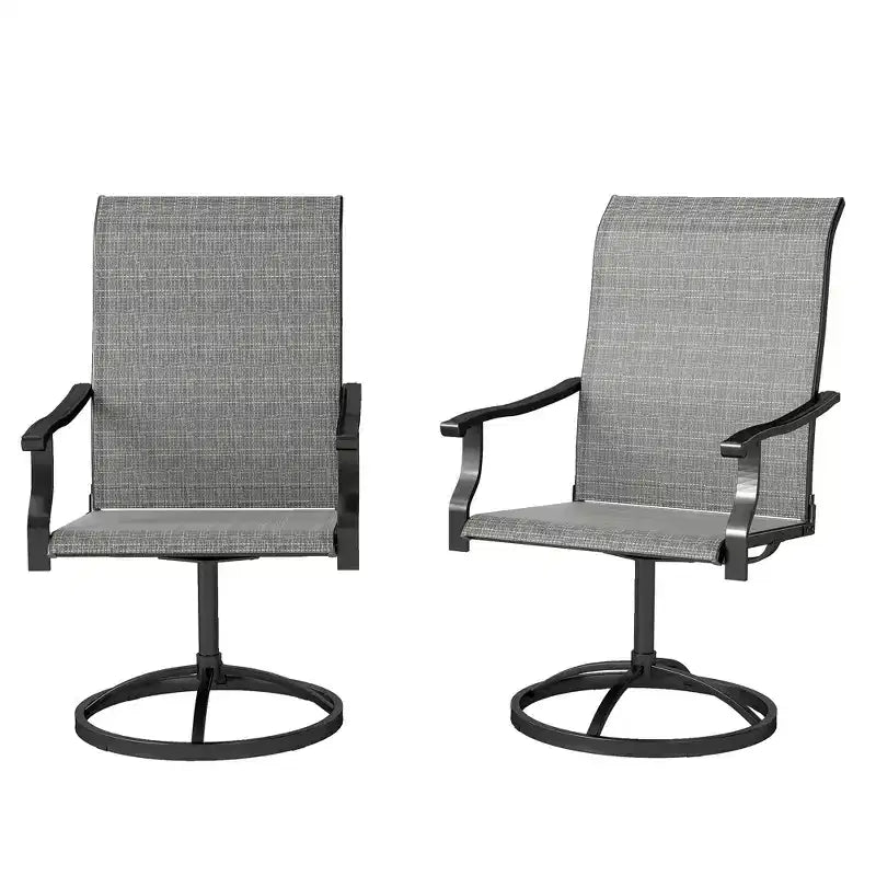 Lot de 2 chaises de patio pivotantes Outsunny, chaises de salle à manger d'extérieur à dossier haut avec tissu maillé résistant aux intempéries et cadre en métal pour jardin, véranda ou patio