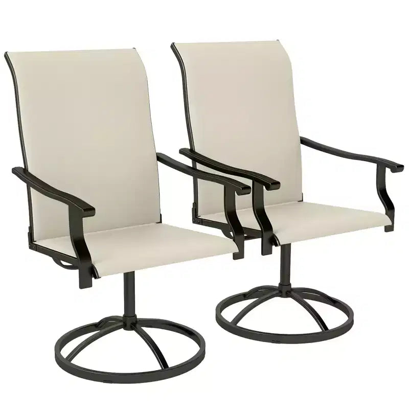 Outsunny Patio Swivel Chairs Set of 2, High Back Patio Dining Chairs with All-Weather Mesh Fabric and Metal Frame for Backyard, Porch or Garden