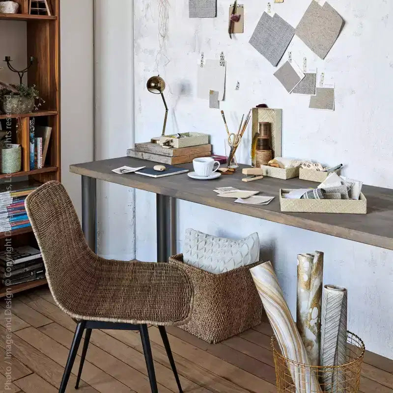 Chaise d'appoint en rotin tissé Ormond texxture, meuble d'appoint d'intérieur ou d'extérieur pour salle à manger ou cuisine pour table ou véranda avec pieds en métal, naturel