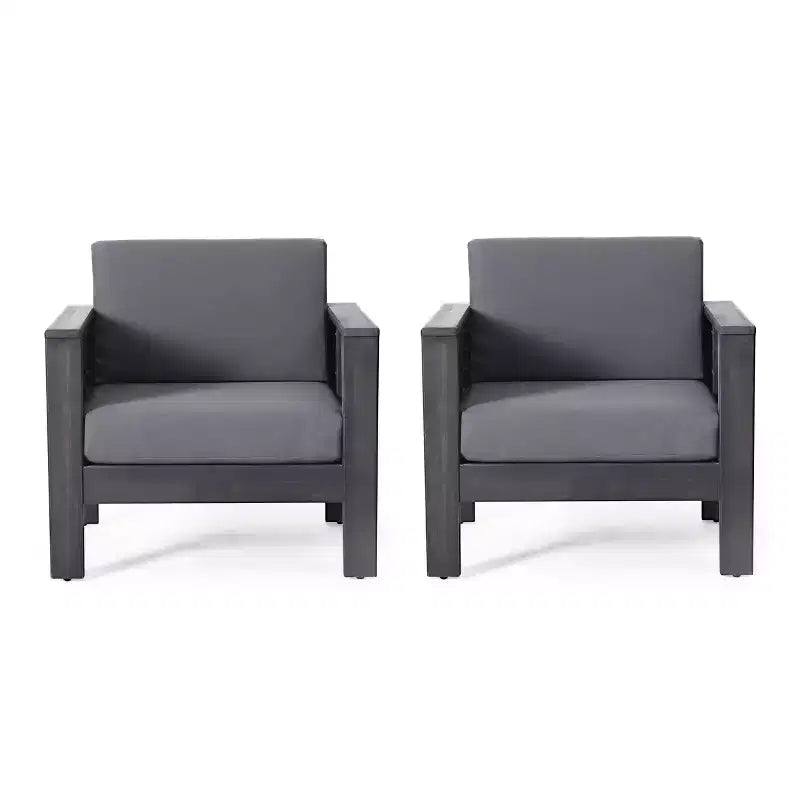 Christopher Knight Home Rabun Chaises de club d'extérieur en bois d'acacia avec coussins (Lot de 2)