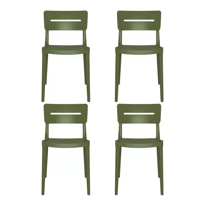 WestinTrends Playa Outdoor Modern Stackable Plastic Patio Dining Chairs (Set of 4), Olive Green