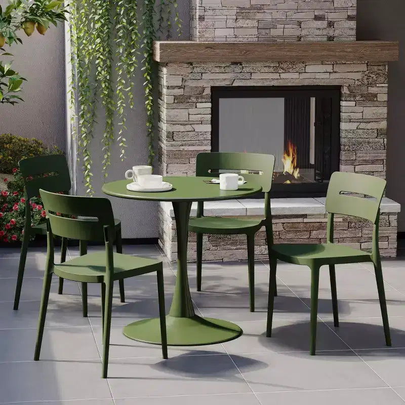 WestinTrends Playa Chaises de salle à manger d'extérieur modernes empilables en plastique (lot de 4), vert olive