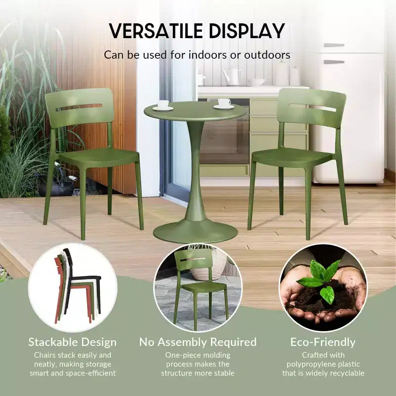 WestinTrends Playa Chaises de salle à manger d'extérieur modernes empilables en plastique (lot de 4), vert olive