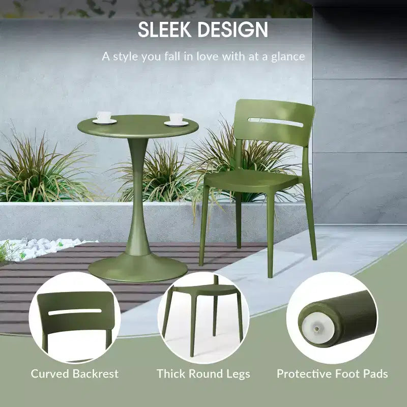 WestinTrends Playa Chaises de salle à manger d'extérieur modernes empilables en plastique (lot de 4), vert olive