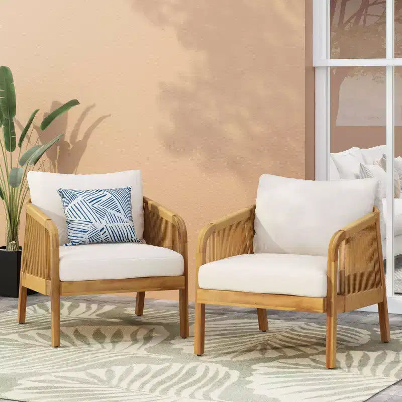Christopher Knight Home Allerton Fauteuil de jardin en bois d'acacia et osier avec coussins, teck et beige