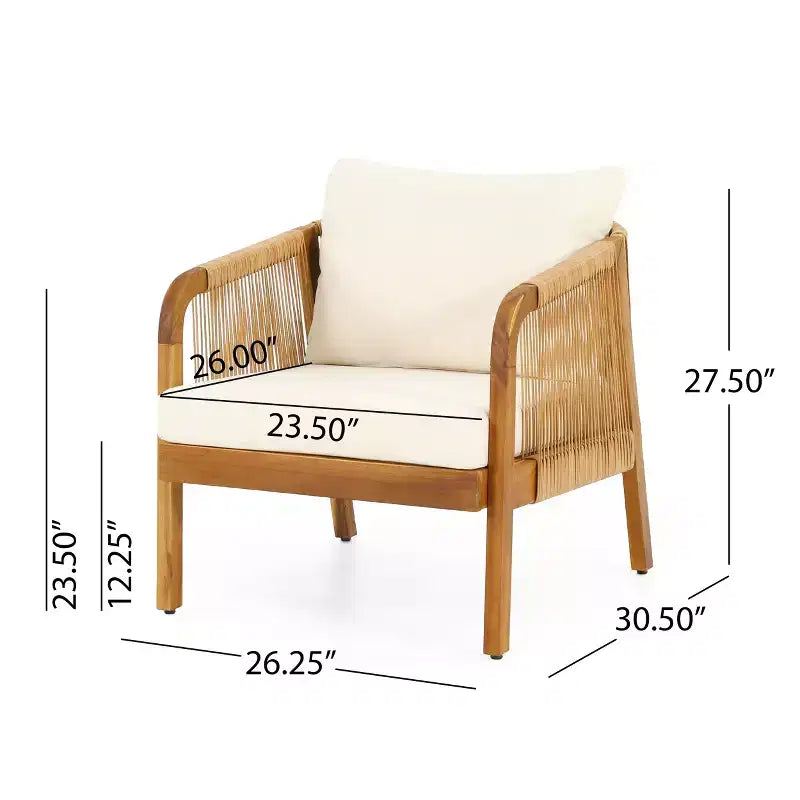 Christopher Knight Home Allerton Fauteuil de jardin en bois d'acacia et osier avec coussins, teck et beige