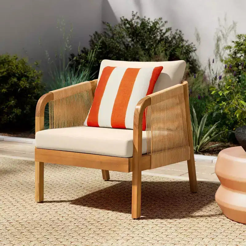 Christopher Knight Home Allerton Fauteuil de jardin en bois d'acacia et osier avec coussins, teck et beige