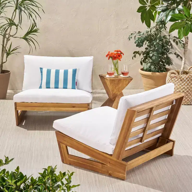 Christopher Knight Home Sherwood Chaises de club d'extérieur en bois d'acacia avec coussins (Lot de 2)