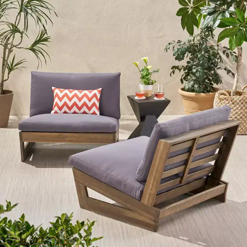 Christopher Knight Home Sherwood Chaises de club d'extérieur en bois d'acacia avec coussins (Lot de 2)