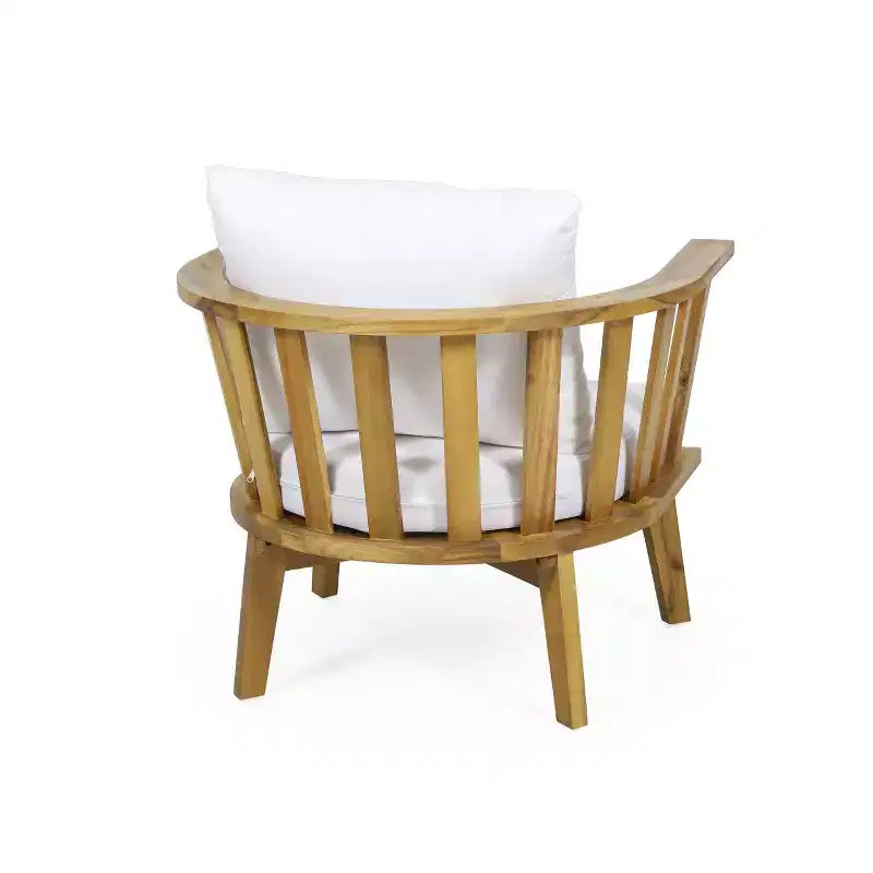 Christopher Knight Home Dean Chaises de jardin Club en bois d'acacia avec coussins (Lot de 2), blanc et teck