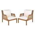 Christopher Knight Home Grania Patio Rattan and Acacia Wood Club Chair with Cushion, Brown/Cream