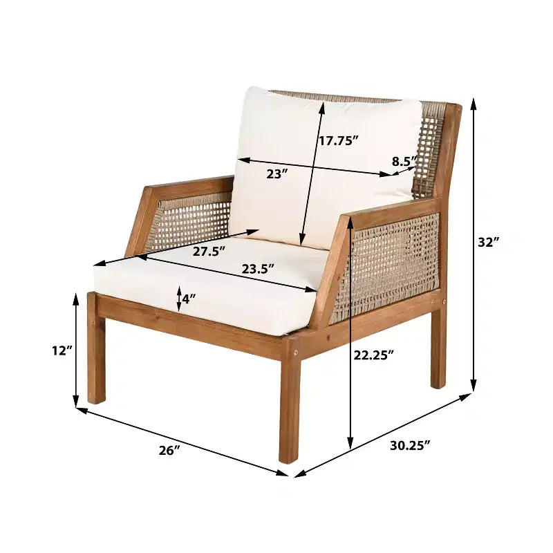 Christopher Knight Home Grania Fauteuil de jardin en rotin et bois d'acacia avec coussin, marron/crème