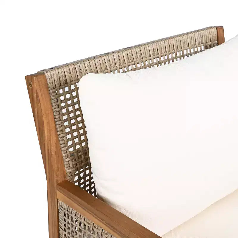 Christopher Knight Home Grania Fauteuil de jardin en rotin et bois d'acacia avec coussin, marron/crème