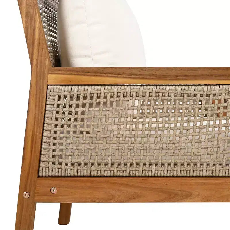 Christopher Knight Home Grania Fauteuil de jardin en rotin et bois d'acacia avec coussin, marron/crème