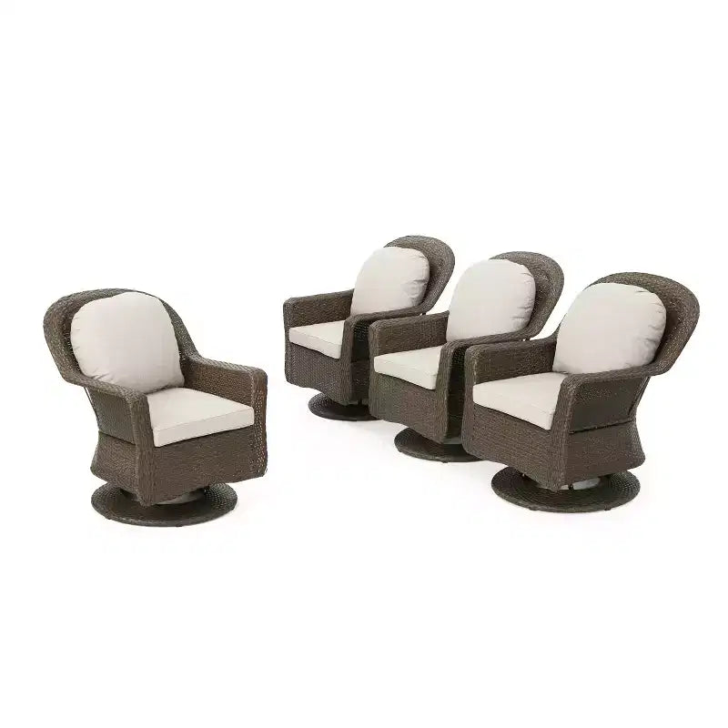 Christopher Knight Home Liam Fauteuils Club d'extérieur en Osier avec Coussins (Lot de 4)