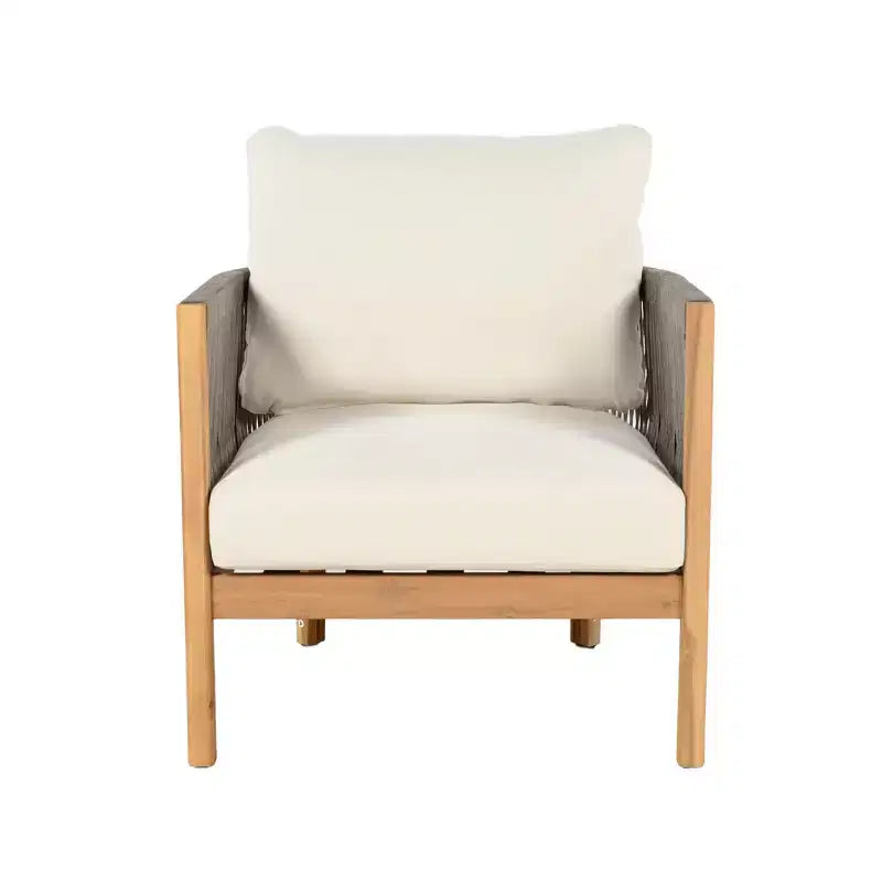 Christopher Knight Home Fauteuil de club rembourré en bois d'acacia tressé en corde Céleste pour patio (Lot de 2)