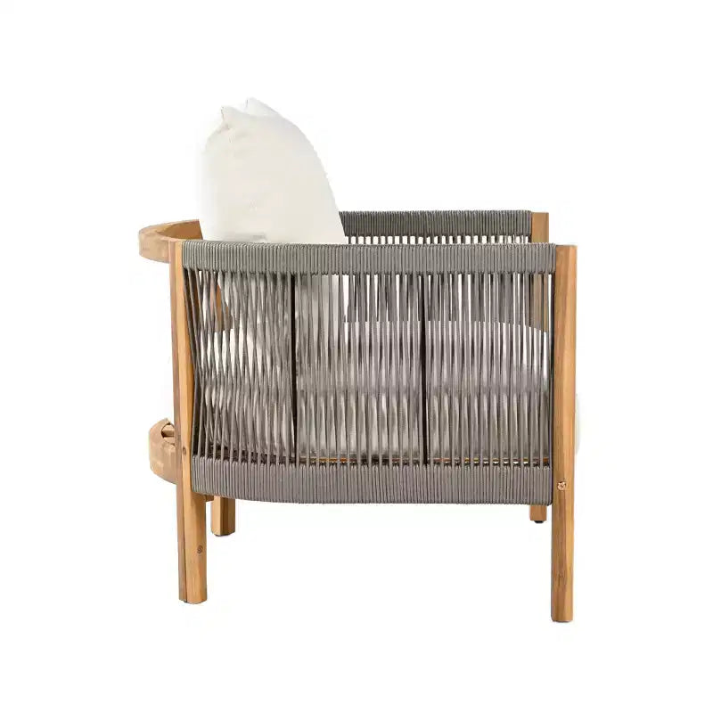 Christopher Knight Home Fauteuil de club rembourré en bois d'acacia tressé en corde Céleste pour patio (Lot de 2)