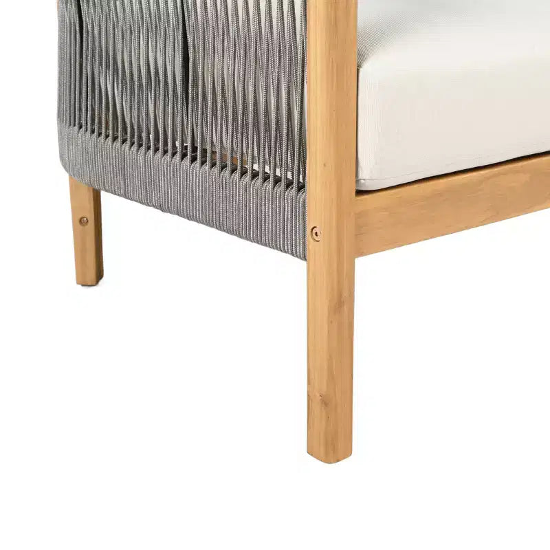 Christopher Knight Home Fauteuil de club rembourré en bois d'acacia tressé en corde Céleste pour patio (Lot de 2)