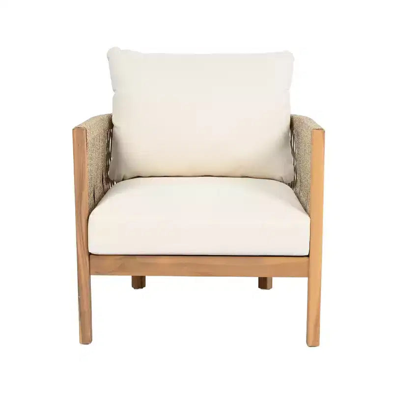 Christopher Knight Home Fauteuil de club rembourré en bois d'acacia tressé en corde Céleste pour patio (Lot de 2)