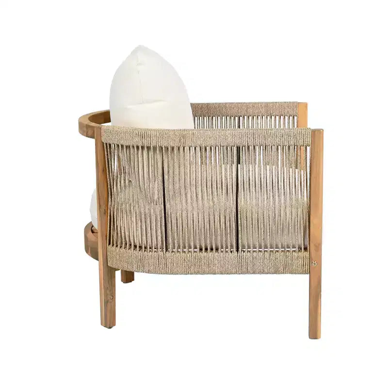 Christopher Knight Home Fauteuil de club rembourré en bois d'acacia tressé en corde Céleste pour patio (Lot de 2)