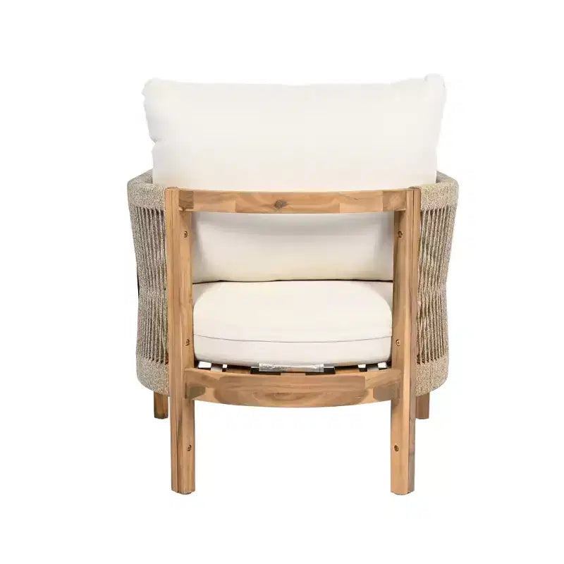 Christopher Knight Home Fauteuil de club rembourré en bois d'acacia tressé en corde Céleste pour patio (Lot de 2)