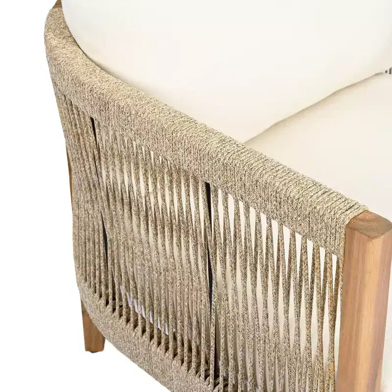 Christopher Knight Home Fauteuil de club rembourré en bois d'acacia tressé en corde Céleste pour patio (Lot de 2)