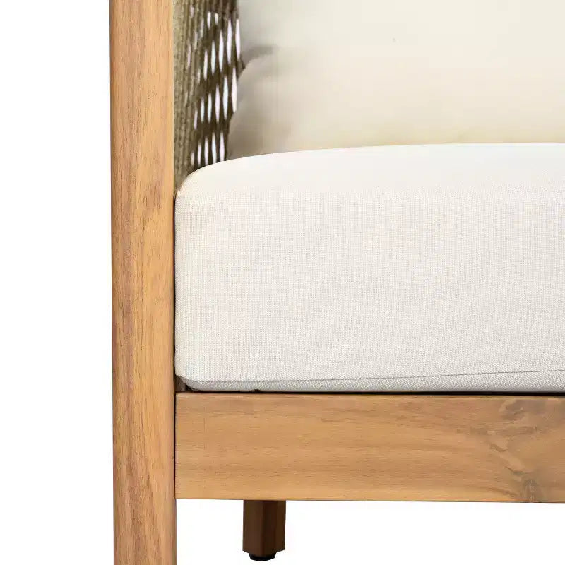 Christopher Knight Home Fauteuil de club rembourré en bois d'acacia tressé en corde Céleste pour patio (Lot de 2)