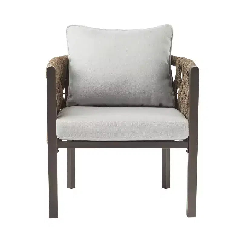 Christopher Knight Home Efraim Chaise de club en métal tressé avec corde et coussin pour terrasse (Lot de 2)