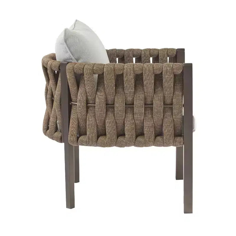Christopher Knight Home Efraim Chaise de club en métal tressé avec corde et coussin pour terrasse (Lot de 2)