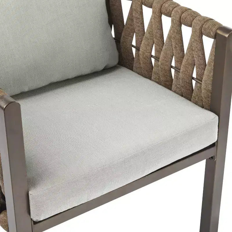 Christopher Knight Home Efraim Chaise de club en métal tressé avec corde et coussin pour terrasse (Lot de 2)