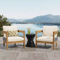 Christopher Knight Home Fawn Modern Outdoor Acacia Wood Club Chair with Cushions( Set of 2), Beige/Teak