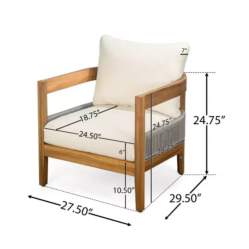 Christopher Knight Home Fawn, fauteuil de jardin moderne en bois d'acacia avec coussins (lot de 2), beige/teck