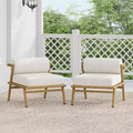 Christopher Knight Home Gretel Outdoor Modern Iron Upholstered Armless Club Chair (Set of 2)