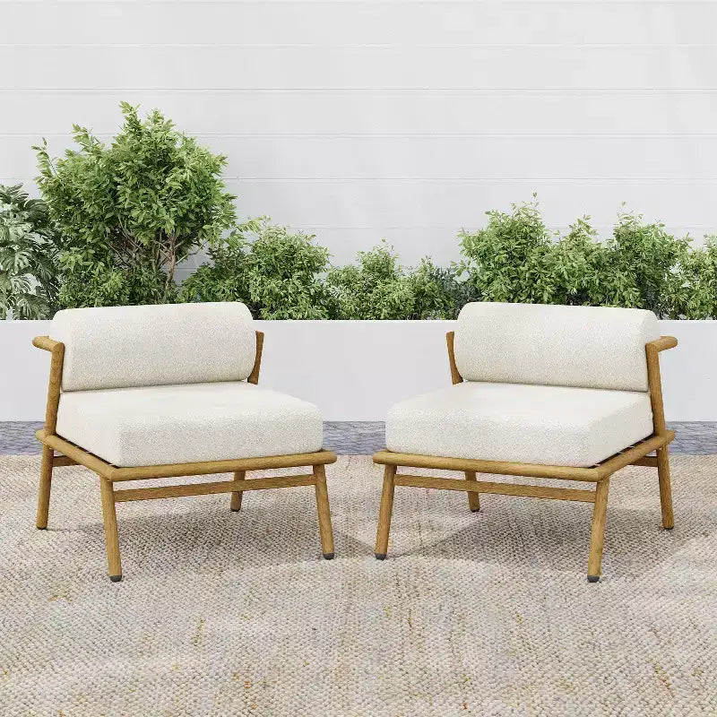 Christopher Knight Home Gretel Lot de 2 fauteuils de club sans accoudoirs rembourrés en fer moderne pour l'extérieur