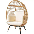 Wicker Egg Chair  PE Rattan Patio Chair with Steel Frame & Ivory Cushion  Perfect for Backyard, Balcony, Garden & Indoor Lounging MAPLE 99
