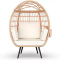 Egg Chair Oversized Lounger with UV-Resistant Cushions, All-Weather Wicker for Indoor/Outdoor, 370lbs Capacity, White