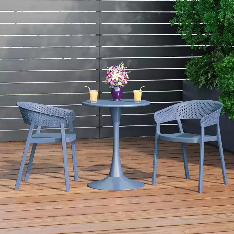 WestinTrends Playa Chaise de salle à manger d'extérieur moderne empilable en résine plastique avec accoudoirs (lot de 2)