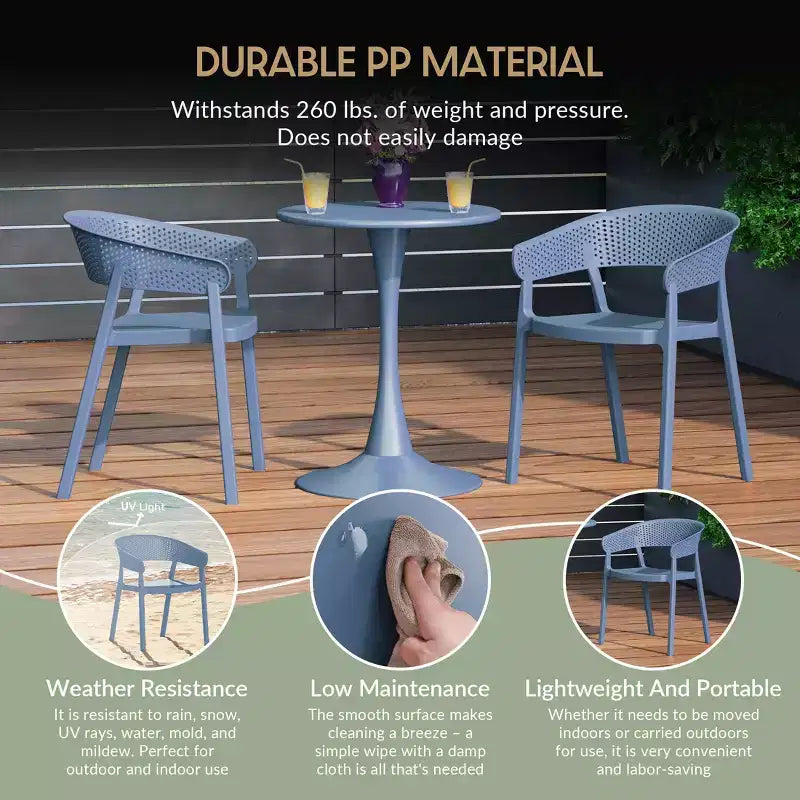 WestinTrends Playa Chaise de salle à manger d'extérieur moderne empilable en résine plastique avec accoudoirs (lot de 2)