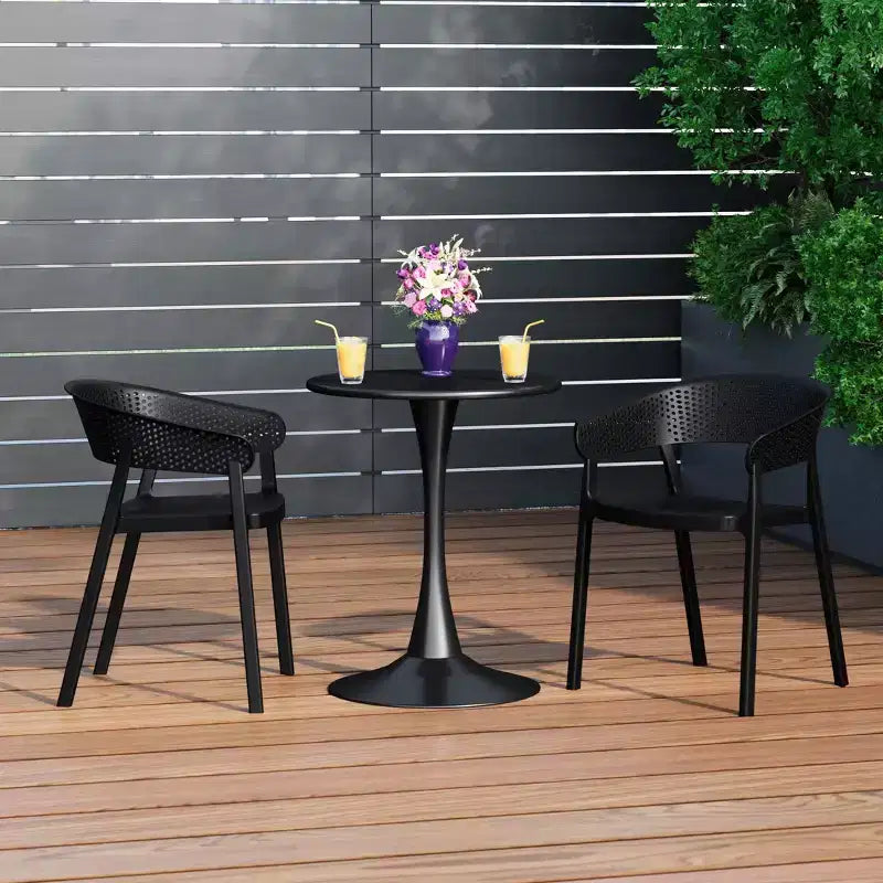 WestinTrends Playa Chaise de salle à manger d'extérieur moderne empilable en résine plastique avec accoudoirs (lot de 2)