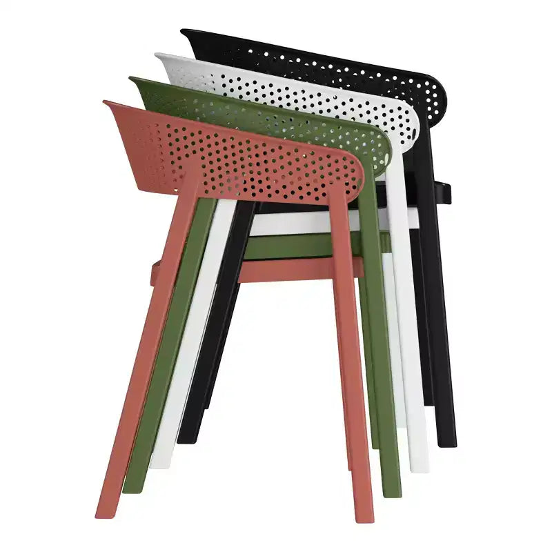 WestinTrends Playa Chaise de salle à manger d'extérieur moderne empilable en résine plastique avec accoudoirs (lot de 2)