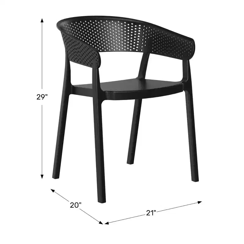 WestinTrends Playa Chaise de salle à manger d'extérieur moderne empilable en résine plastique avec accoudoirs (lot de 2)