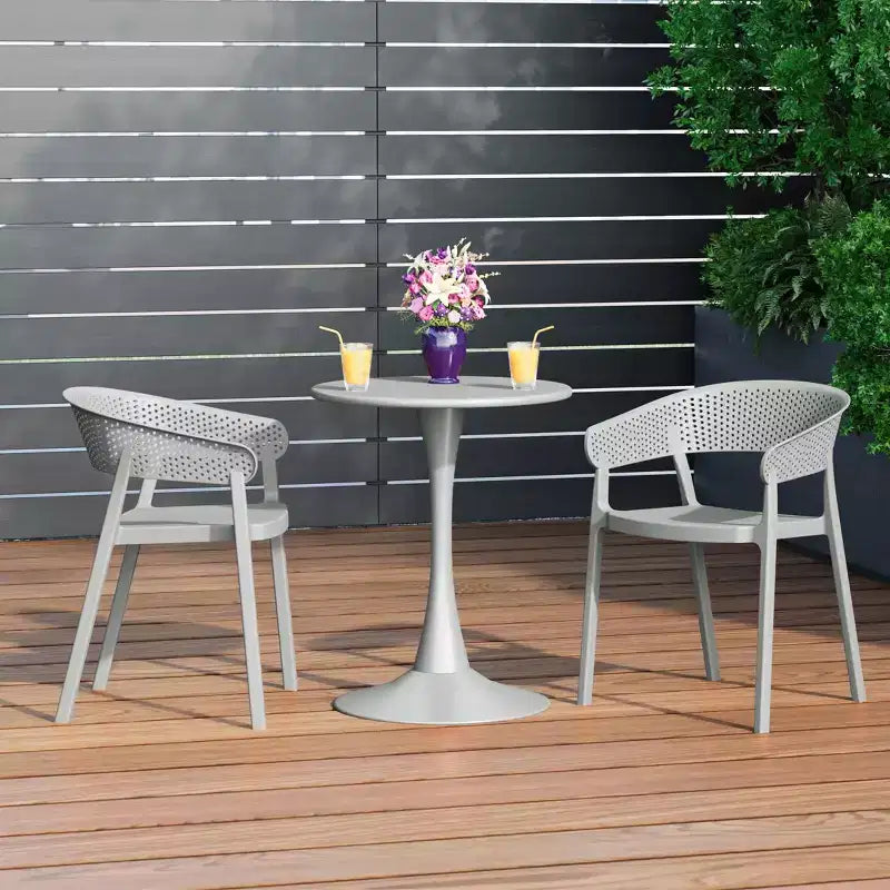 WestinTrends Playa Chaise de salle à manger d'extérieur moderne empilable en résine plastique avec accoudoirs (lot de 2)