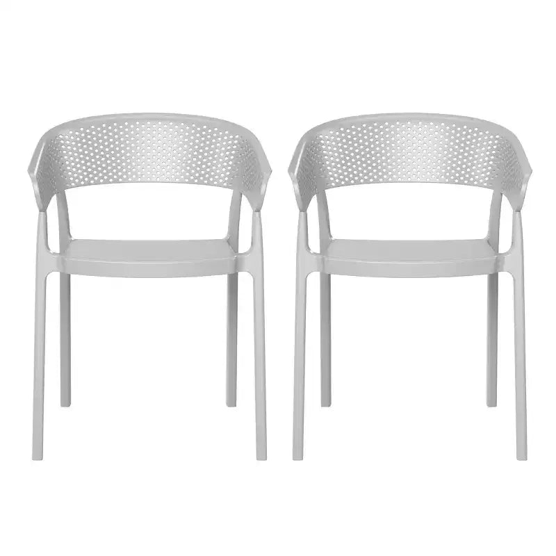 WestinTrends Playa Chaise de salle à manger d'extérieur moderne empilable en résine plastique avec accoudoirs (lot de 2)