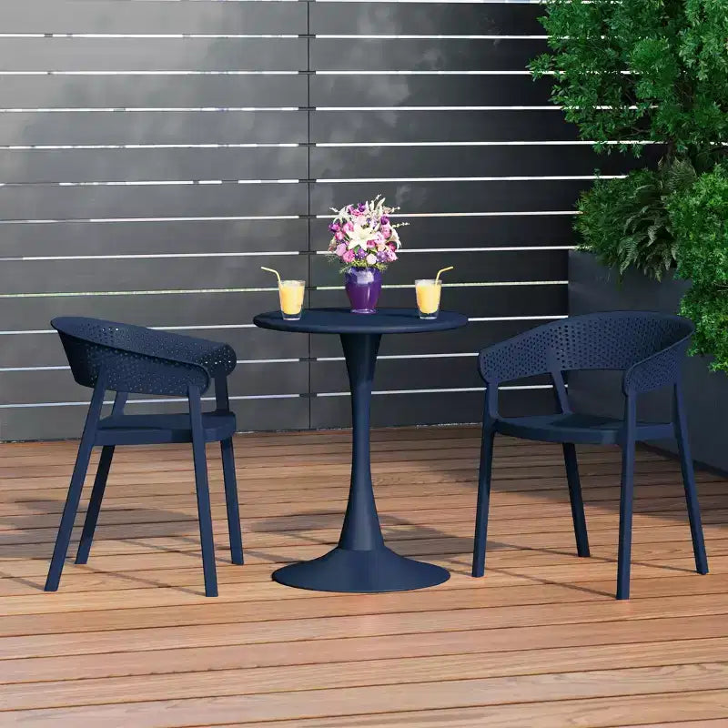 WestinTrends Playa Chaise de salle à manger d'extérieur moderne empilable en résine plastique avec accoudoirs (lot de 2)