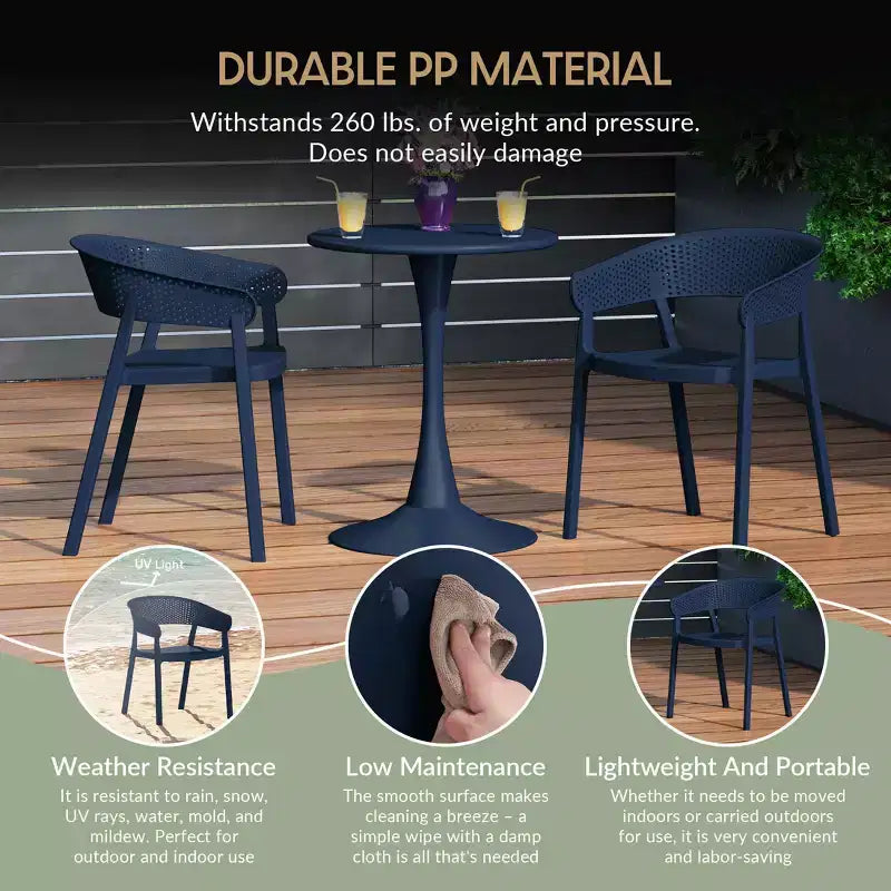 WestinTrends Playa Chaise de salle à manger d'extérieur moderne empilable en résine plastique avec accoudoirs (lot de 2)