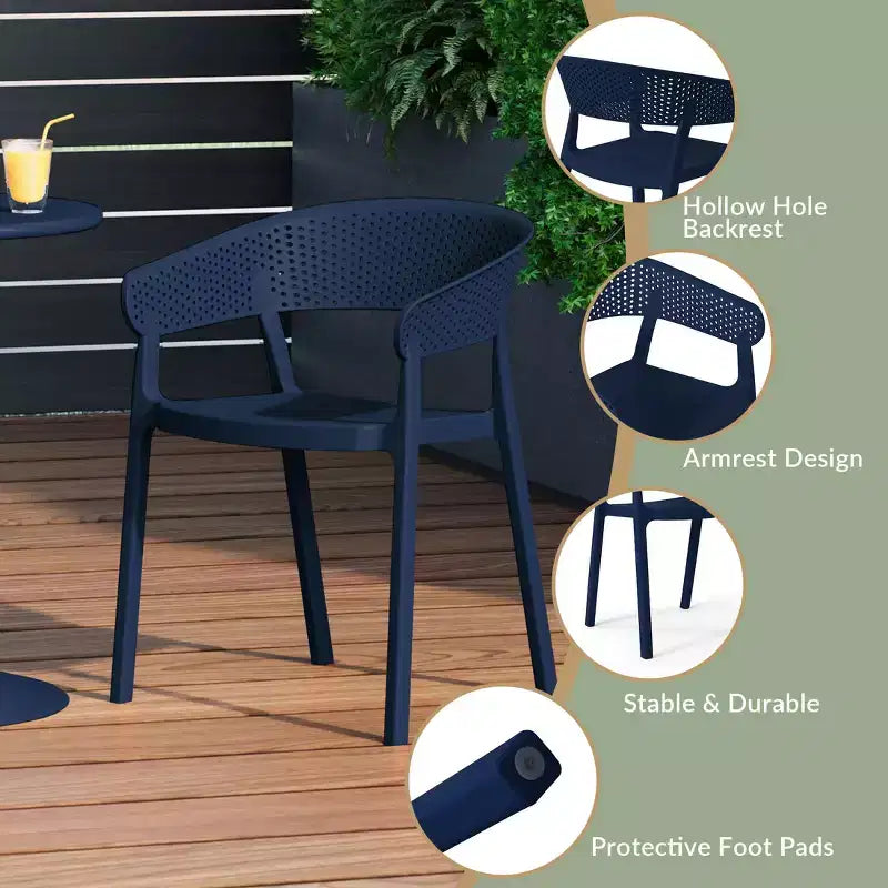 WestinTrends Playa Chaise de salle à manger d'extérieur moderne empilable en résine plastique avec accoudoirs (lot de 2)